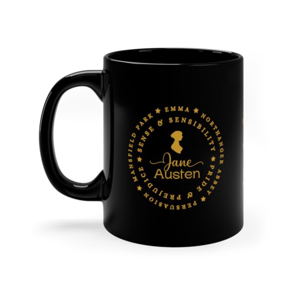 Jane Austen Novels Black Mug