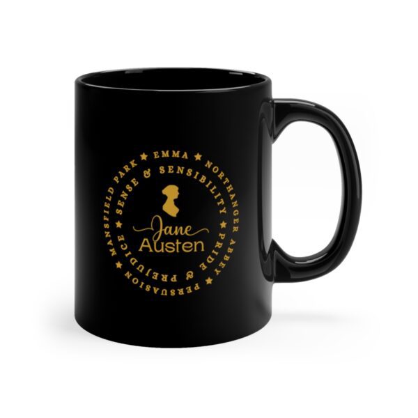 Jane Austen Novels Black Mug