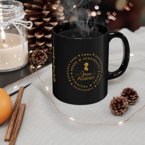 Jane Austen Novels Black Mug