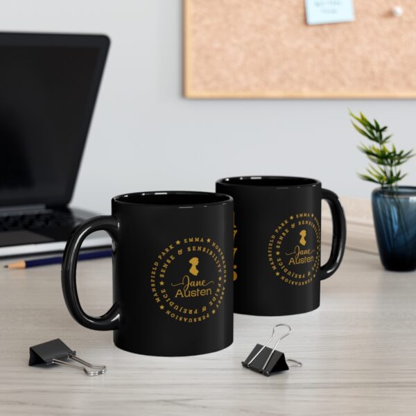 Jane Austen Novels Black Mug