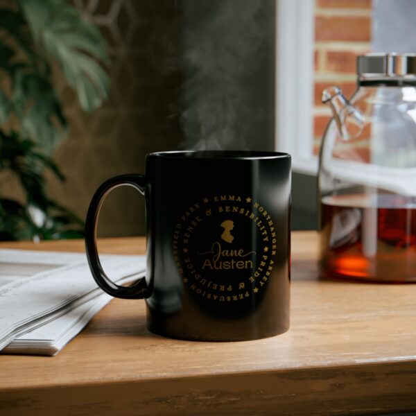 Jane Austen Novels Black Mug
