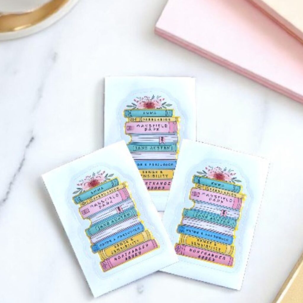 Jane Austen Novels Gold Foil Sticker