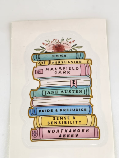 Jane Austen Novels Gold Foil Sticker