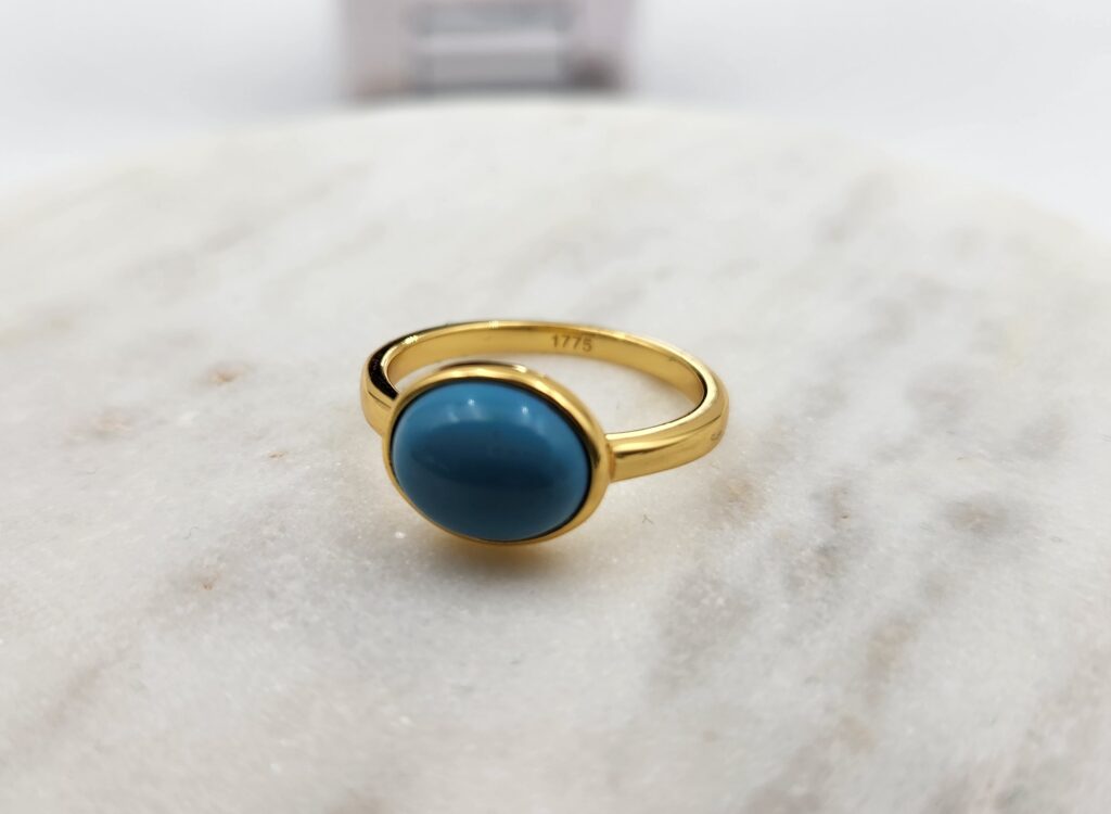 Solid Gold Jane Austen Replica Ring with Natural Turquoise