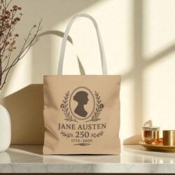 Jane Austen 250th Anniversary Tote Bag Commemorative Silhouette Canvas Bag Brown