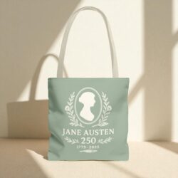 Jane Austen 250th Anniversary Tote Bag Commemorative Silhouette Canvas Bag Sage Green